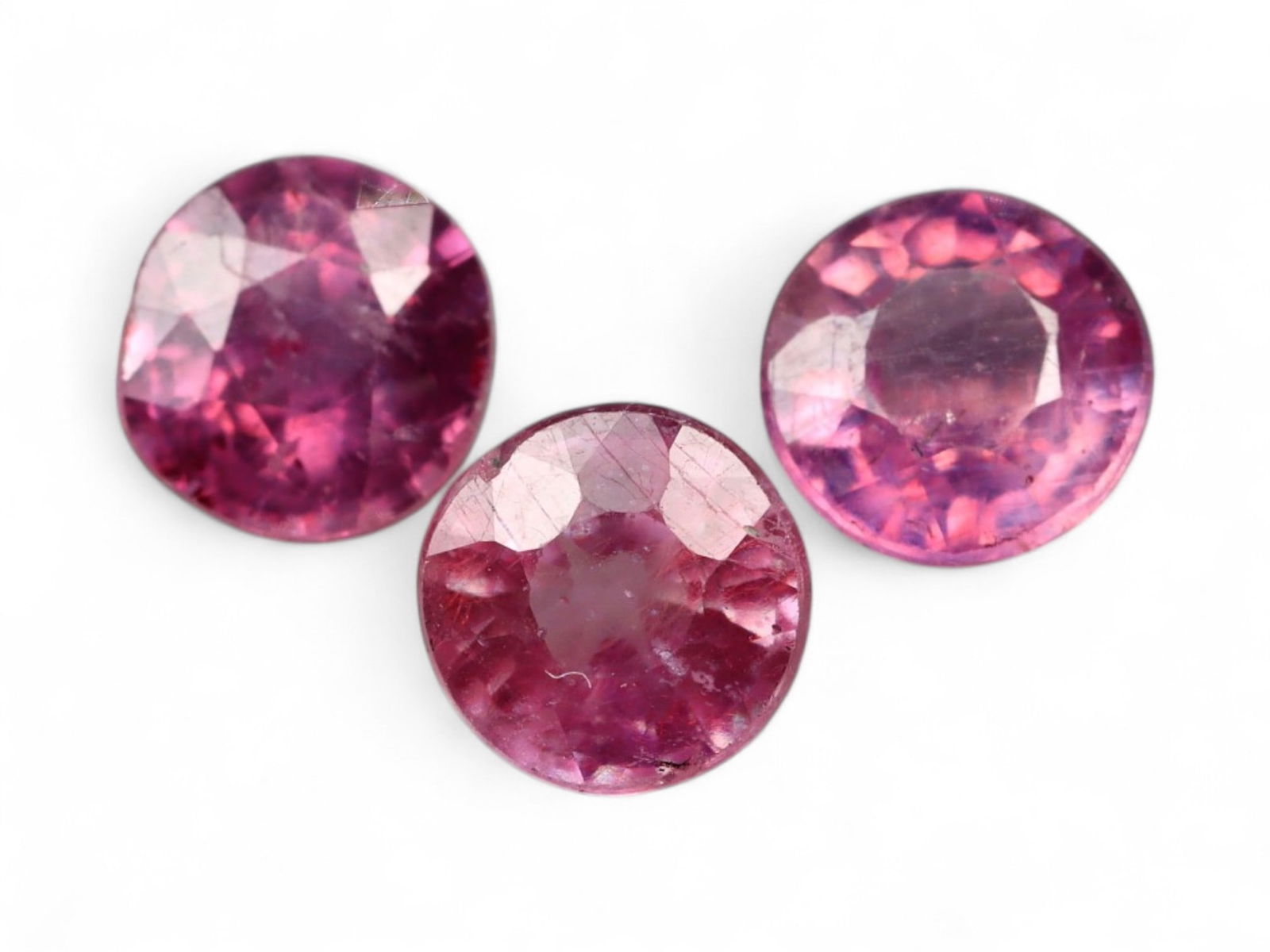 4.29 Carats Deep Red Round-Cut Ruby Trio - Natural Mozambique Stones (1 of 1)