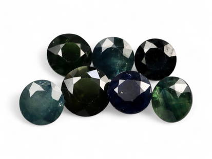 4.40 Carats Green-Blue Parti Sapphire Round Lot - Natural Australian Stones: This alluring lot of round-cut parti sapphires displays the fascinating interplay of green and blue tones that defines this unique variety. Each stone reveals its own character-some leaning toward dee