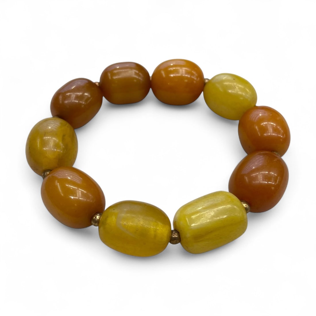 Antique Baltic Amber Oval Bead Bracelet, c. Early 20th Century, 37g (1 of 1)