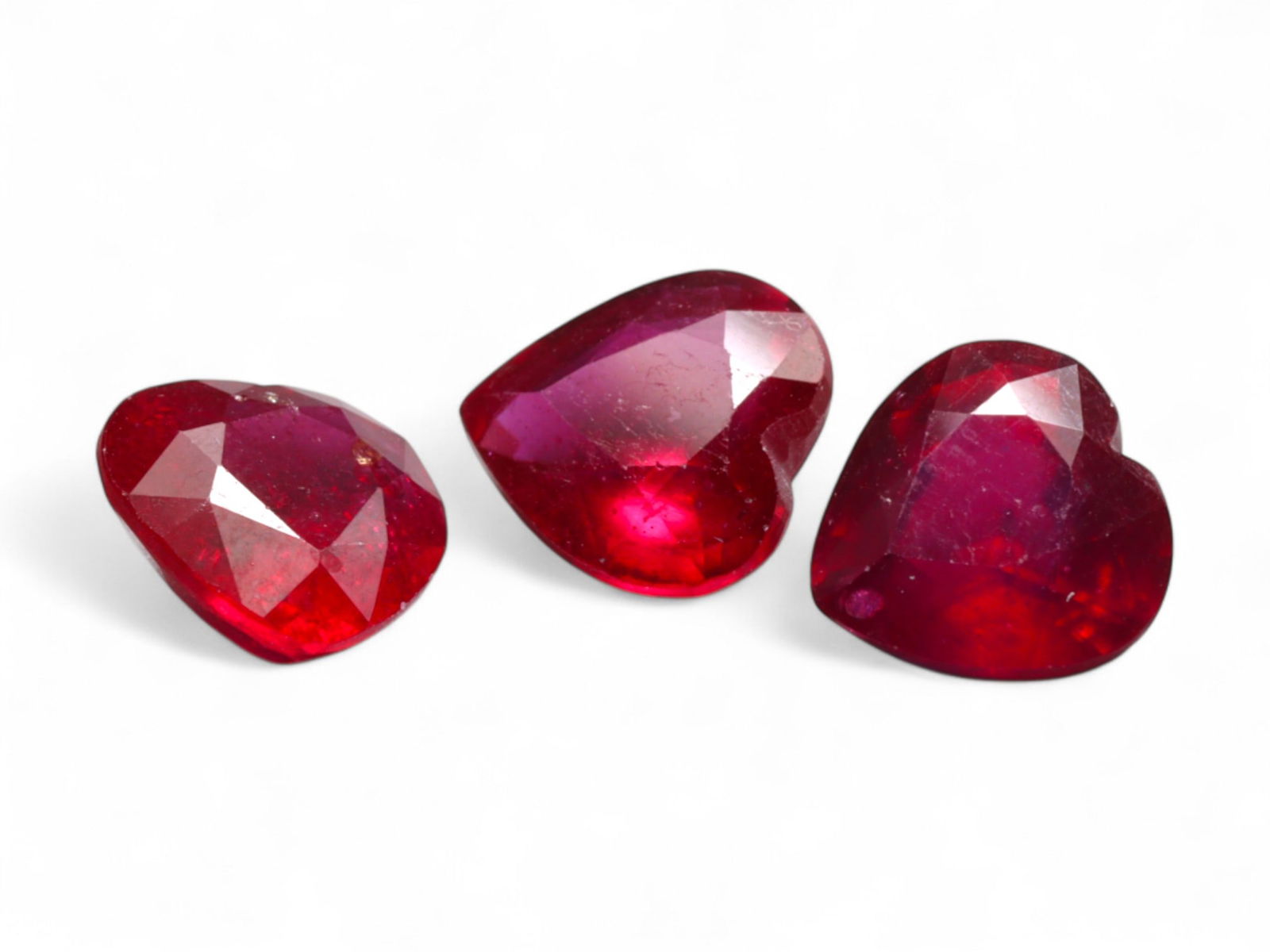 6.72 Carats Crimson Red Ruby Trio - Natural Madagascar Heart Cuts (1 of 2)