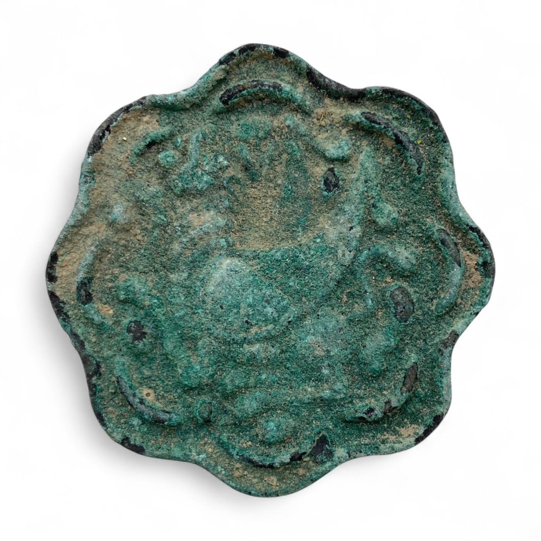 Ancient Greco-Bactrian Scalloped Bronze Stamp Seal with Mythical Beast, c. 3rd-2nd Century BCE, 59g (1 of 2)