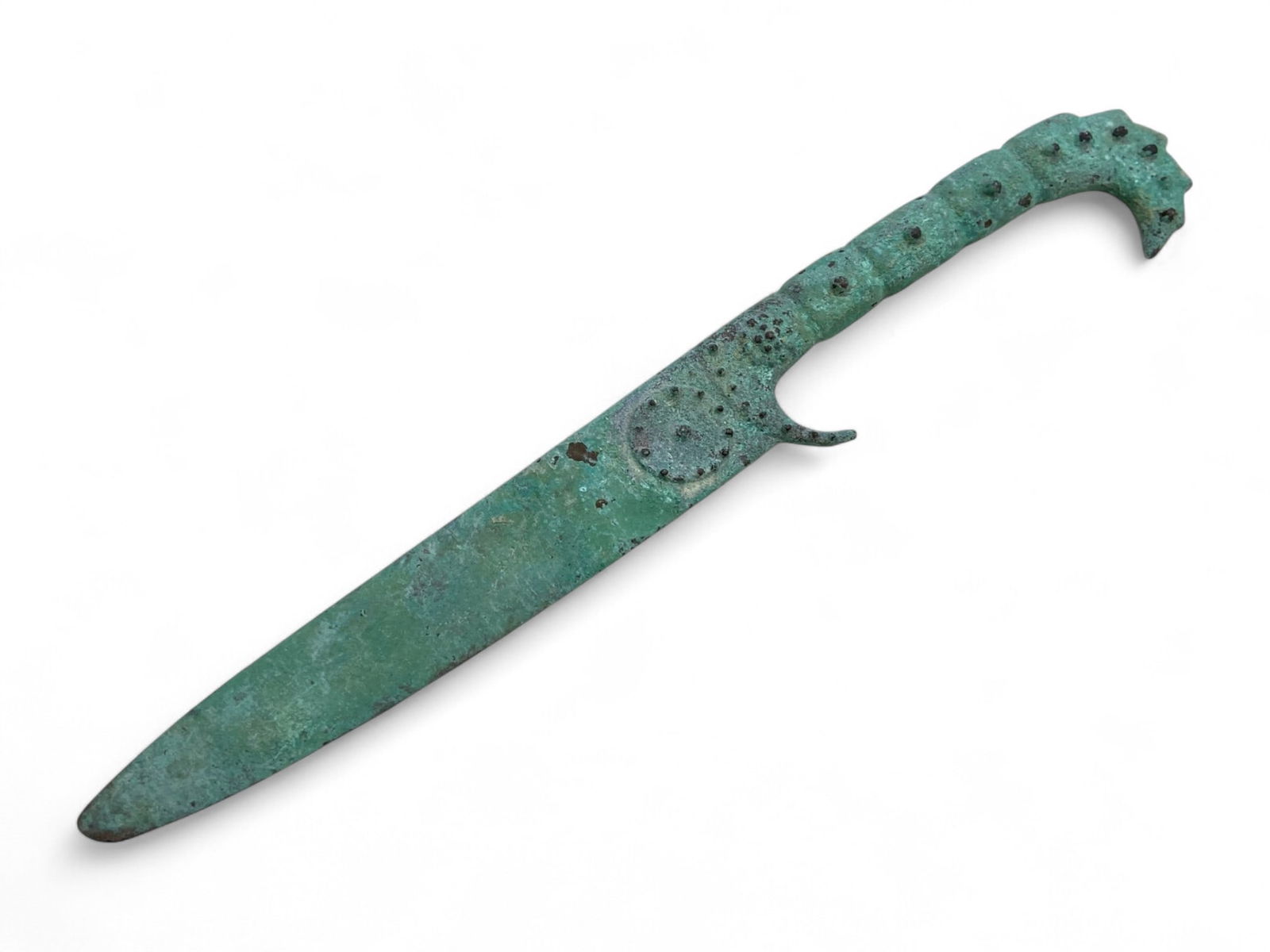 Ancient Luristan Zoomorphic Bronze Dagger with Stylized Hilt, c. 1200-800 BCE, 169g (1 of 4)