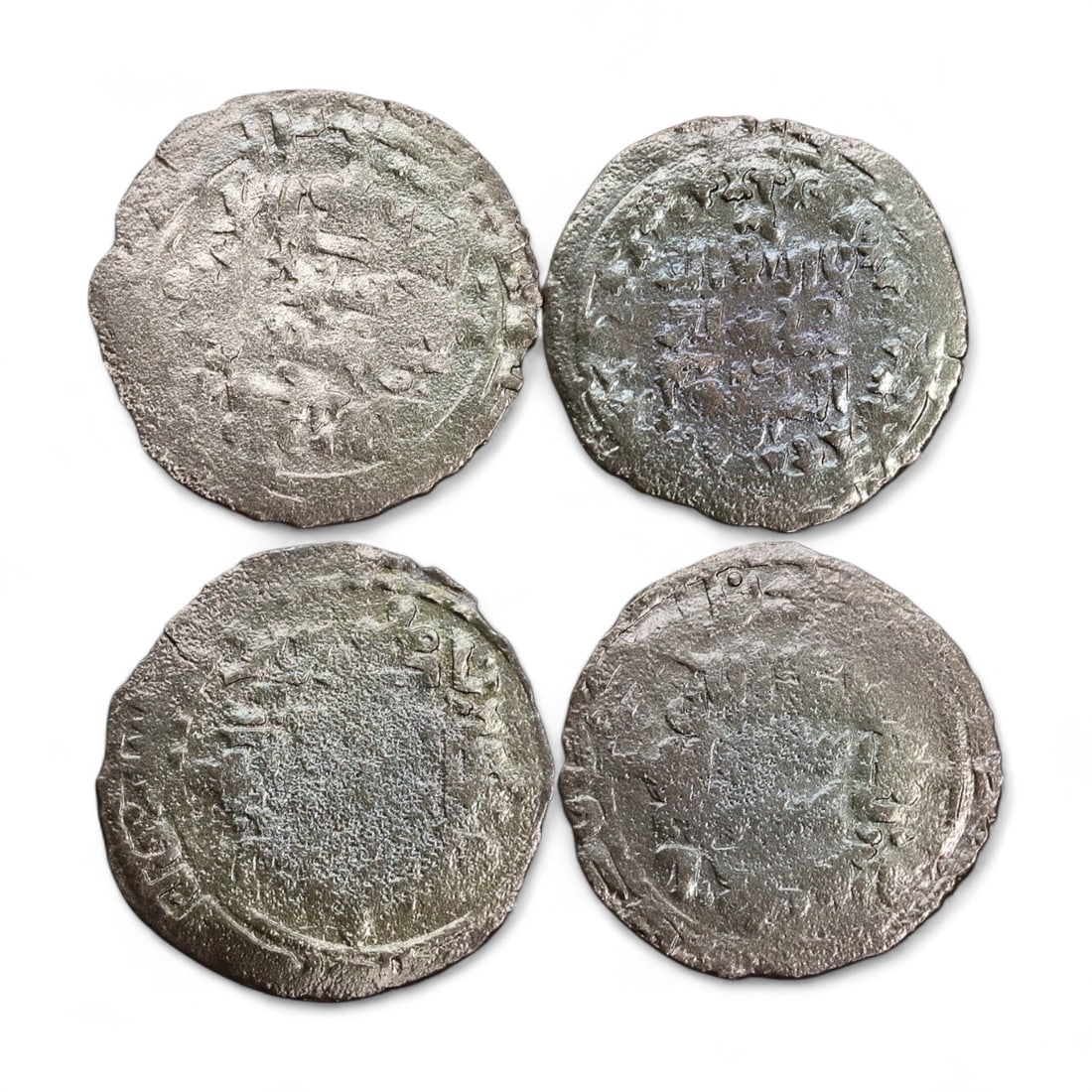 Ancient Medieval Mongol Empire Silver Dirham Coins Collection, c. 13th-14th Century CE, 15g (1 of 2)