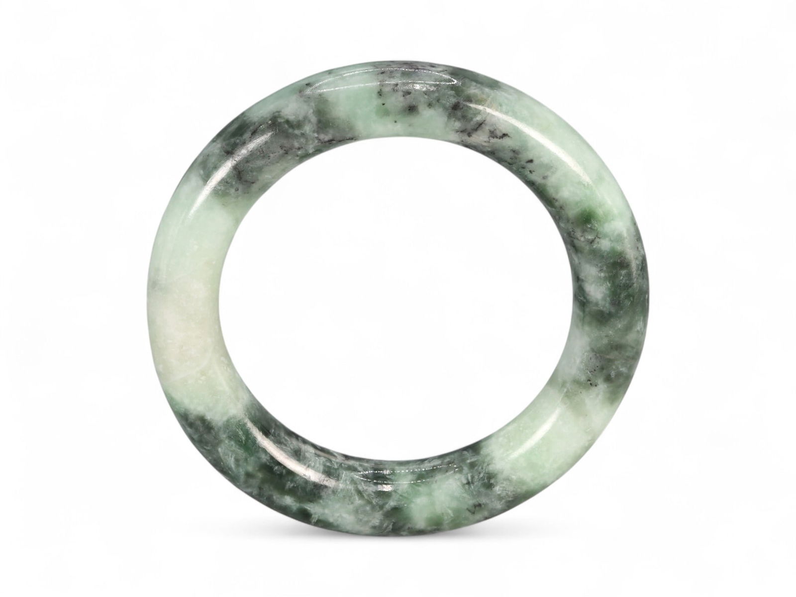 Natural Jadeite Jade Polished Round Bangle Bracelet, 7.7cm, 71g (1 of 3)