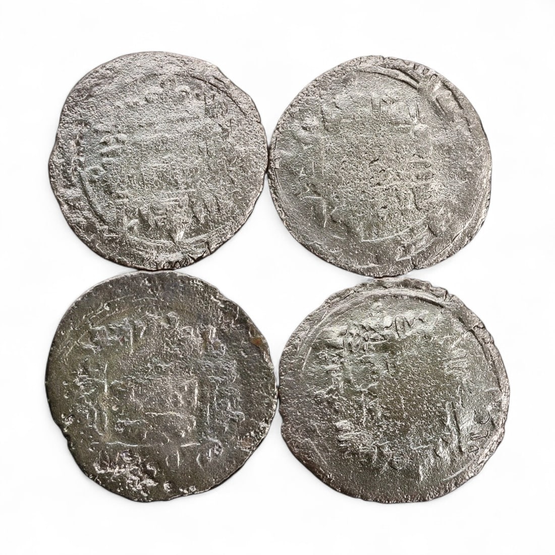 Ancient Medieval Mongol Empire Silver Dirham Coins Collection, c. 13th-14th Century CE, 15g (1 of 2)