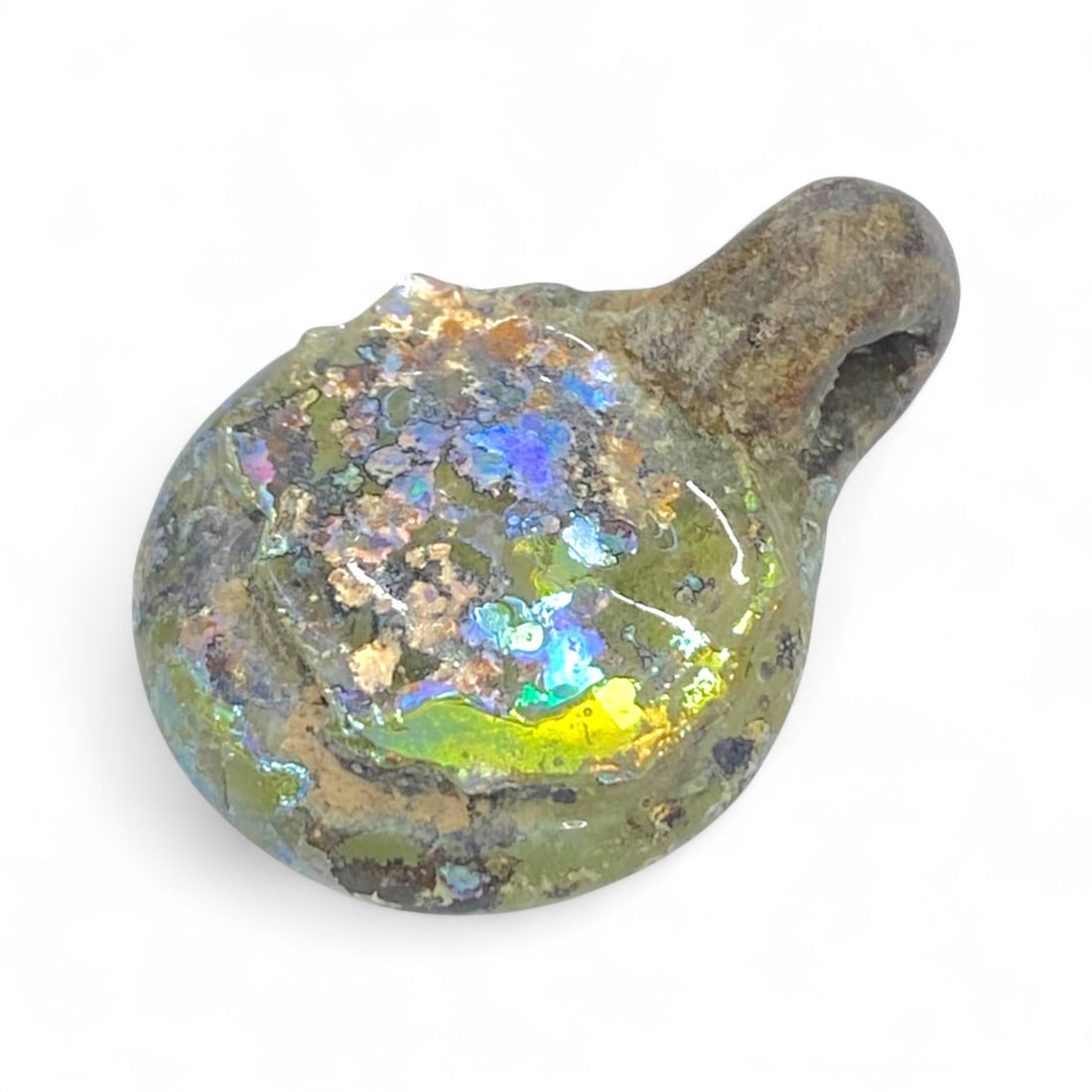 Ancient Roman Iridescent Glass Teardrop Pendant, c. 1st-3rd Century CE, 7g (1 of 4)