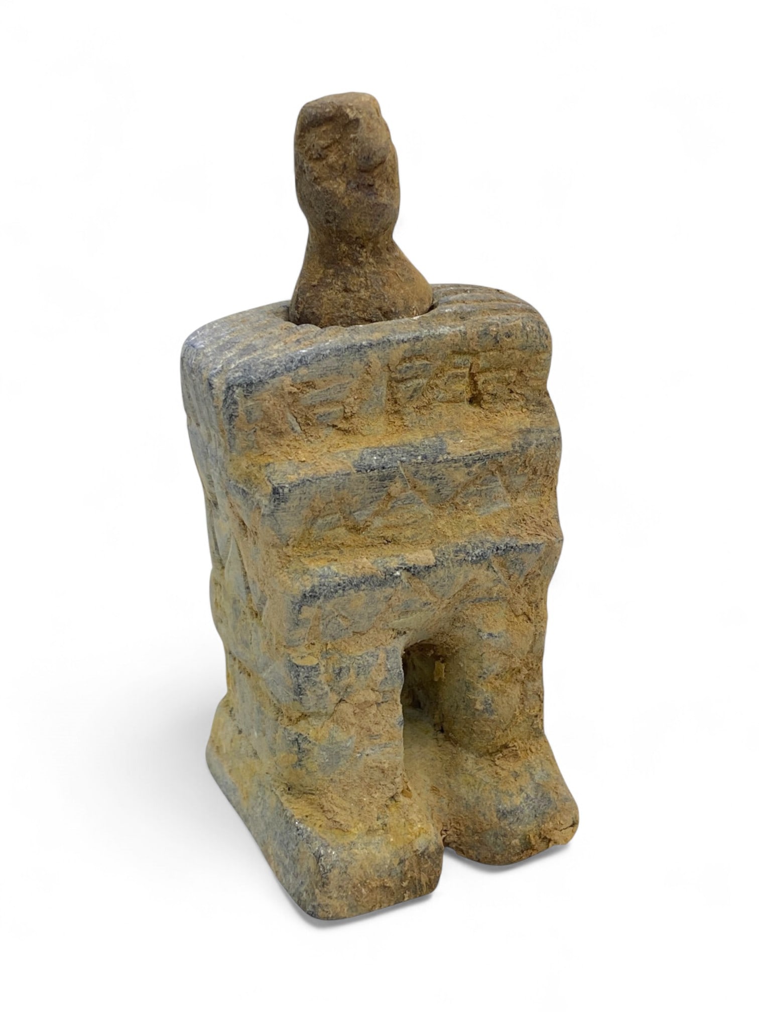 Ancient Bactrian Geometric Stone Idol with Bifurcated Base, c. 3rd-1st Millennium BCE, 116g, 8cm (1 of 3)