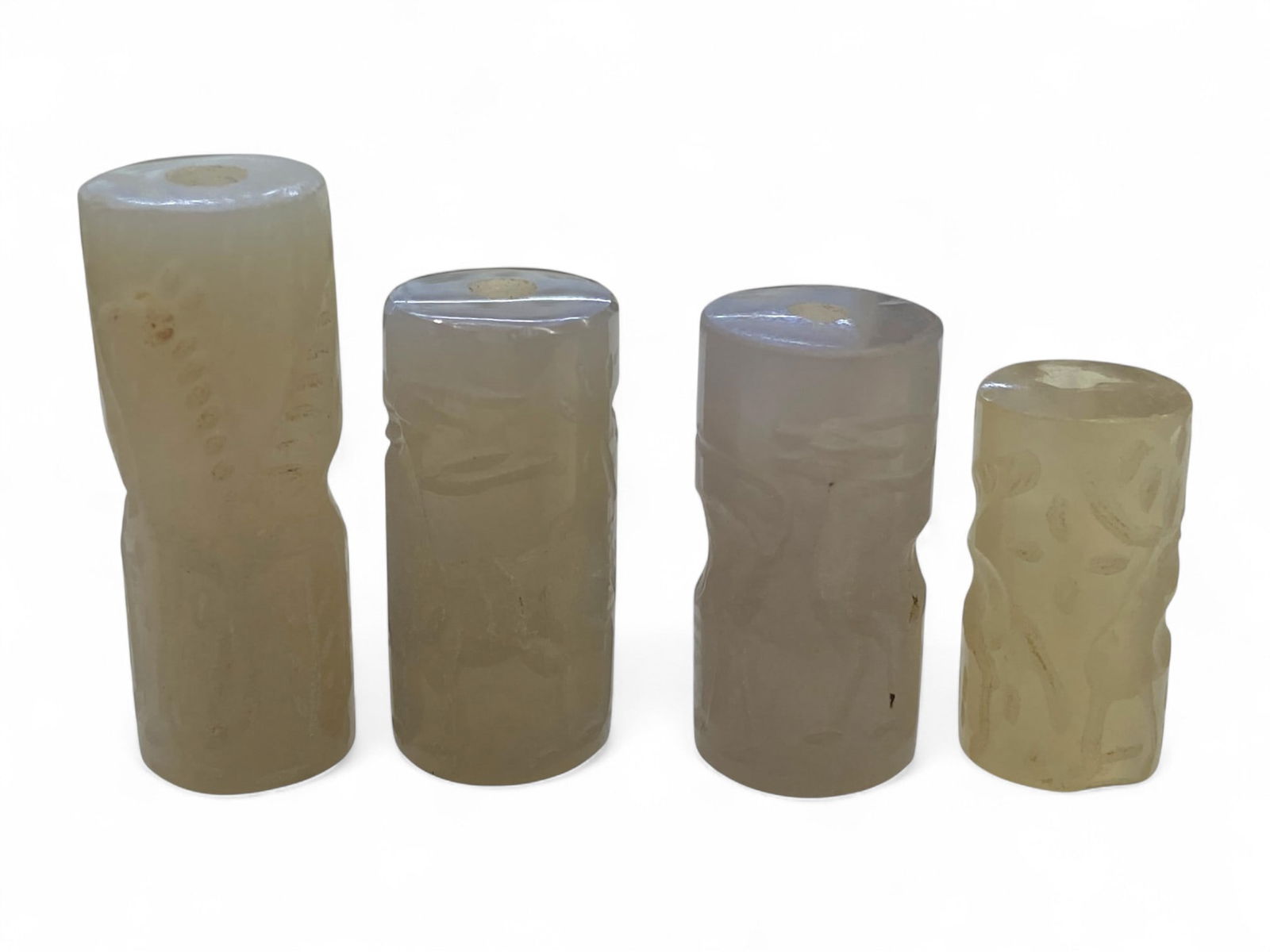 Antique Near Eastern Revivalist Chalcedony Cylinder Seals, 2.5-3.5cm, 42g (Set of 4) (1 of 2)