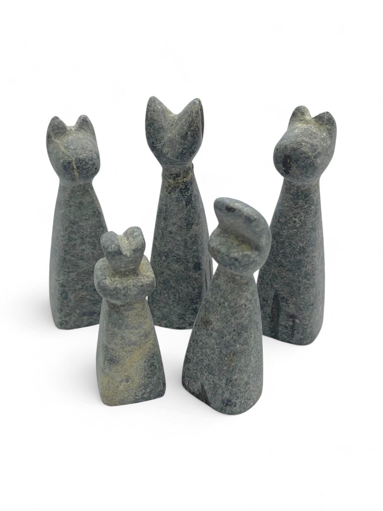Ancient Eastern European Minimalist Stone Cat-Form Idols Set, c. 2nd-5th Century CE, 53g (1 of 2)