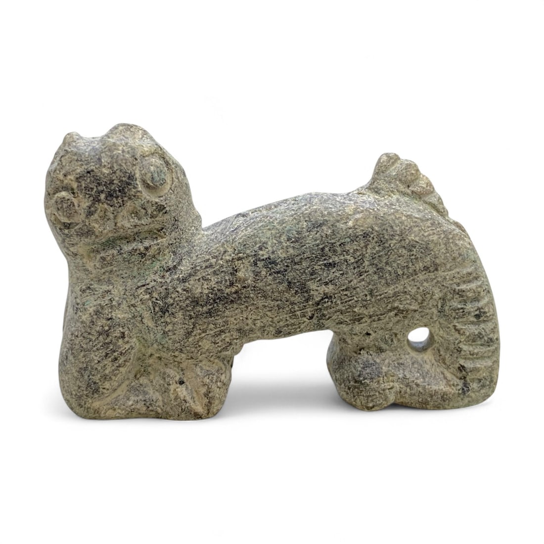 Ancient Bactrian Chlorite Zoomorphic Amulet, Feline Form, c. 3rd-1st Millennium BCE, 32g (1 of 2)