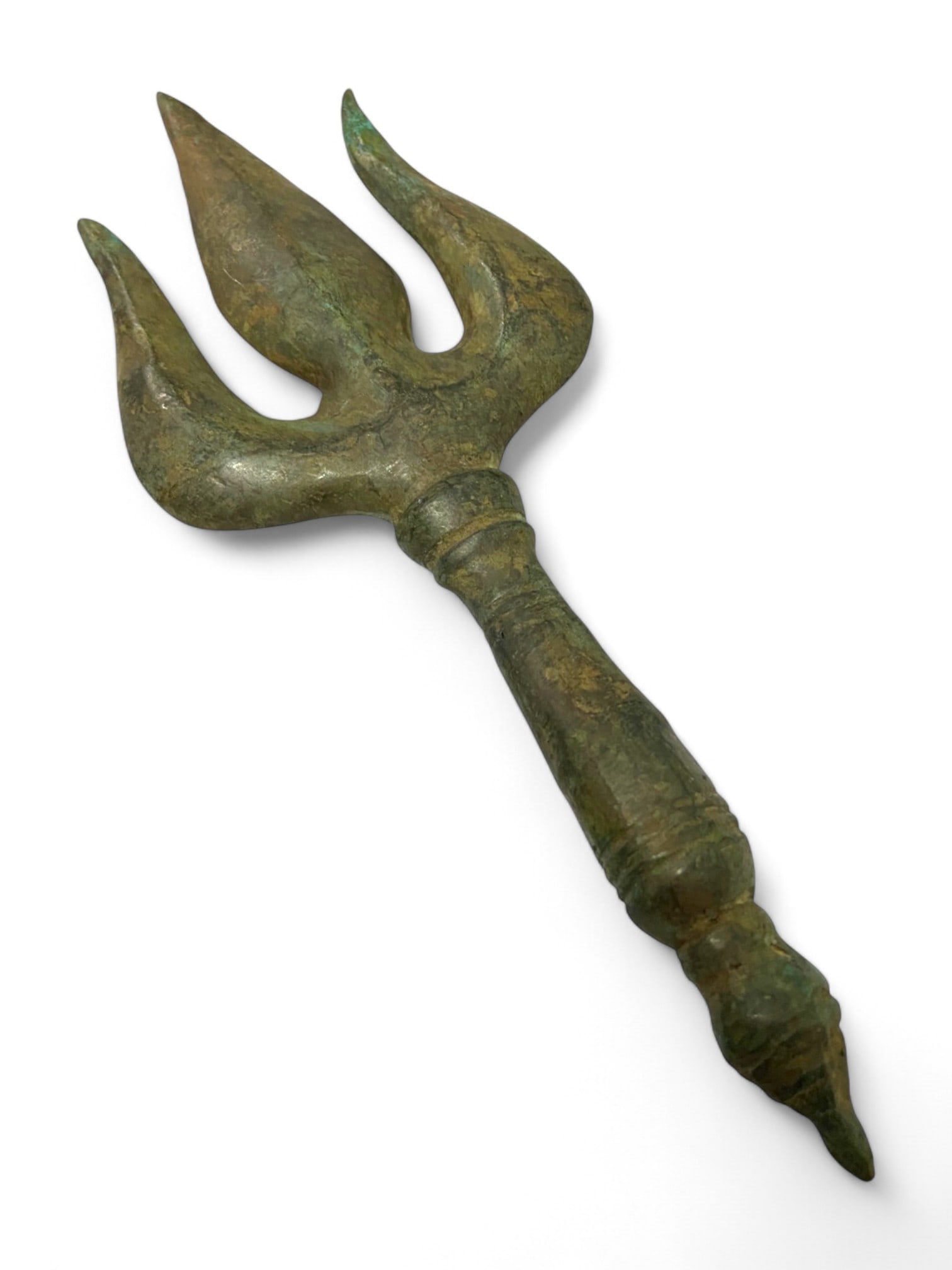 Antique Southeast Asian Trident Symbolic Bronze Ritual Dagger, c. 18th-19th Century, 334g (1 of 5)