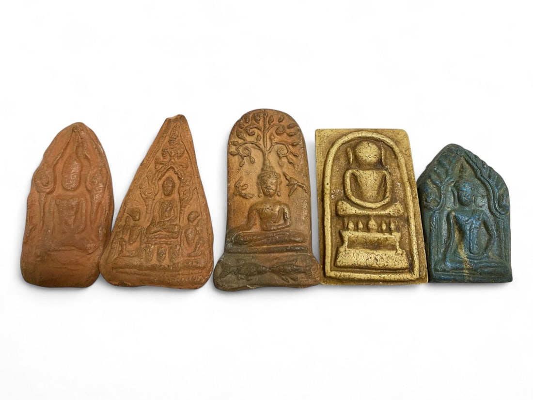 Antique Thai Large Buddha Amulet Set in Colored Clay, c. 19th-20th Century CE, 91g (1 of 2)