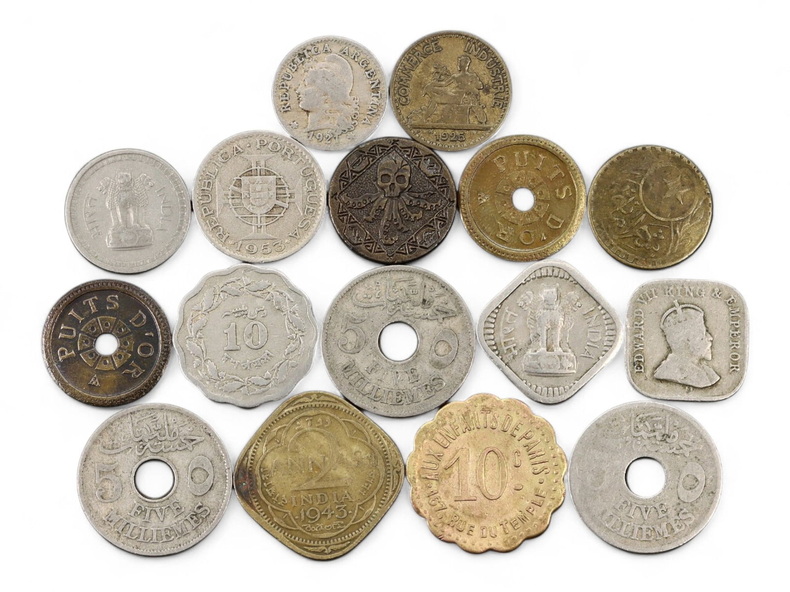 COLONIAL & POSTCOLONIAL ERA: Africa-India-Middle East - Mixed Circulation Coin Lot, 1920s-1970s, 52g (1 of 2)