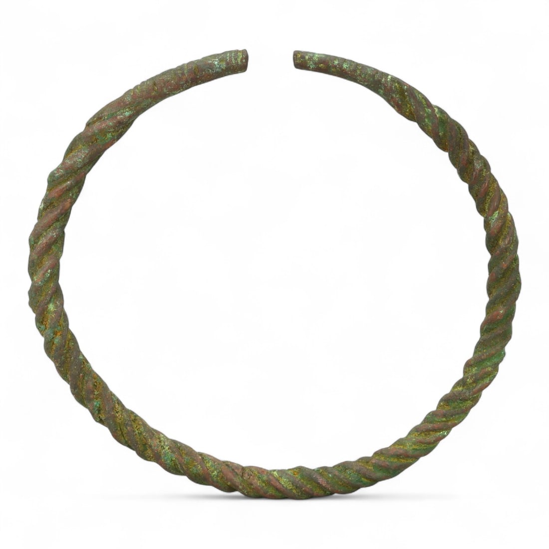 Ancient Celtic Twisted Rod Bronze Cuff Bracelet, c. 3rd-1st Century BCE, 43g (1 of 2)