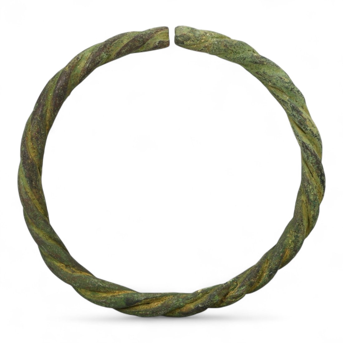 Ancient Celtic Twisted Rod Bronze Ritual Bracelet, c. 3rd-1st Century BCE, 34g (1 of 2)