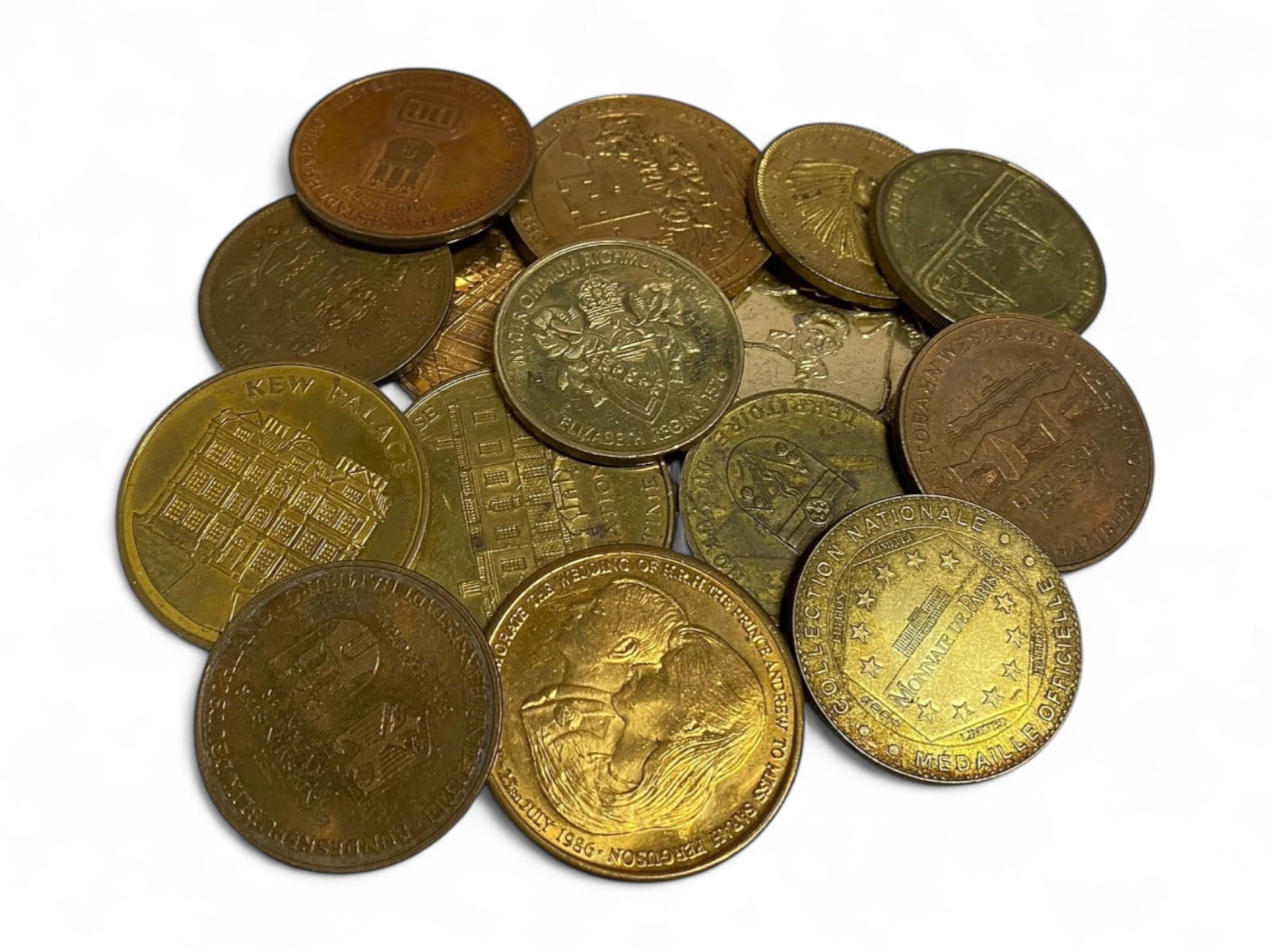 EUROPEAN Historic Sites & Tourist Heritage Brass Medallic Token Lot, ca. 1980s-2000s, 32-40mm, 242g (1 of 1)
