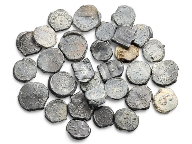 RUSSIA: Imperial Bureaucracy - Tsarist Customs Lead Seals, 19th Century, 16-23mm, 229g (1 of 1)