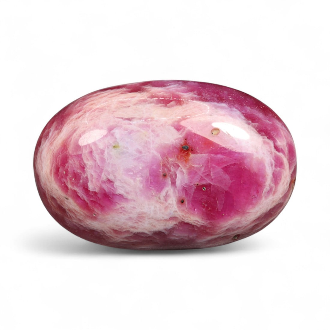 28.06 Carats Deep Marbled Ruby Cabochon - Natural African Origin: With swirling crimson and pink tones layered beneath a polished cabochon dome, this ruby offers a striking display of natural texture and inner movement. The gem's painterly inclusions create a dynami