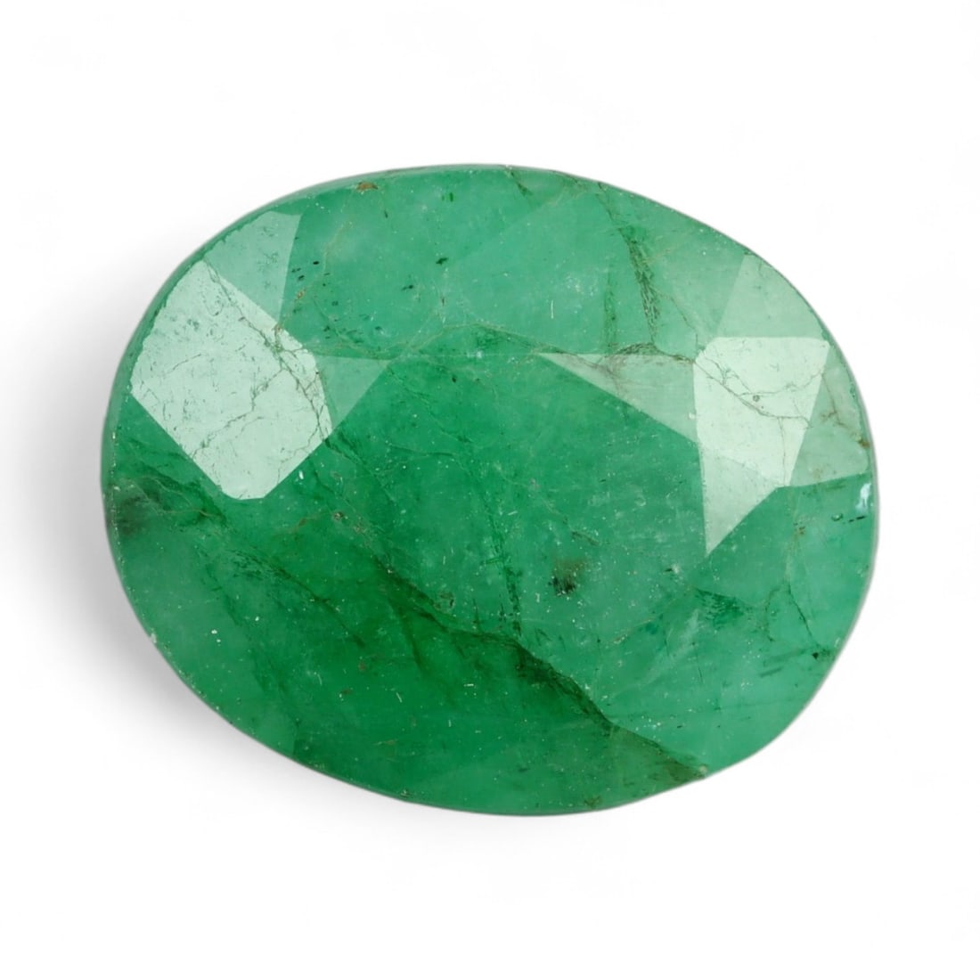 10.14 Carats Vivid Green Beryl - Natural Loose Gemstone: This vibrant green beryl exhibits a lush, saturated color reminiscent of spring foliage, with a lively translucence that glows from within. Its faceted surface enhances the stone's natural brilliance,