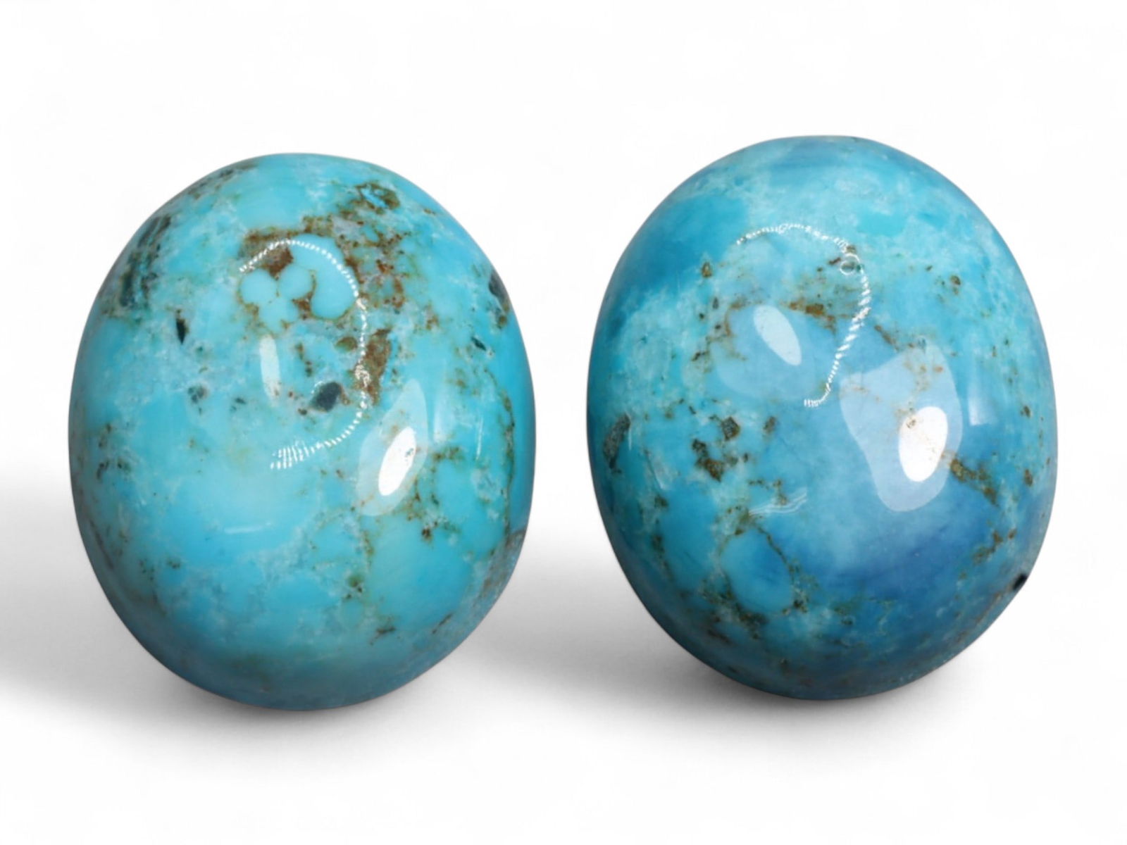 11.23 Carats Sky Blue Turquoise Cabochon Pair - Natural American Stones (1 of 1)