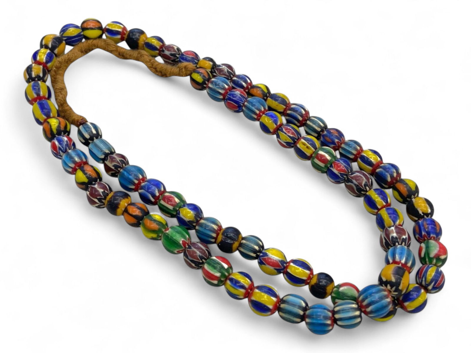 Antique Venetian Chevron Trade Glass Bead Necklace Strand, c. 17th-19th Century CE, 57g (1 of 2)