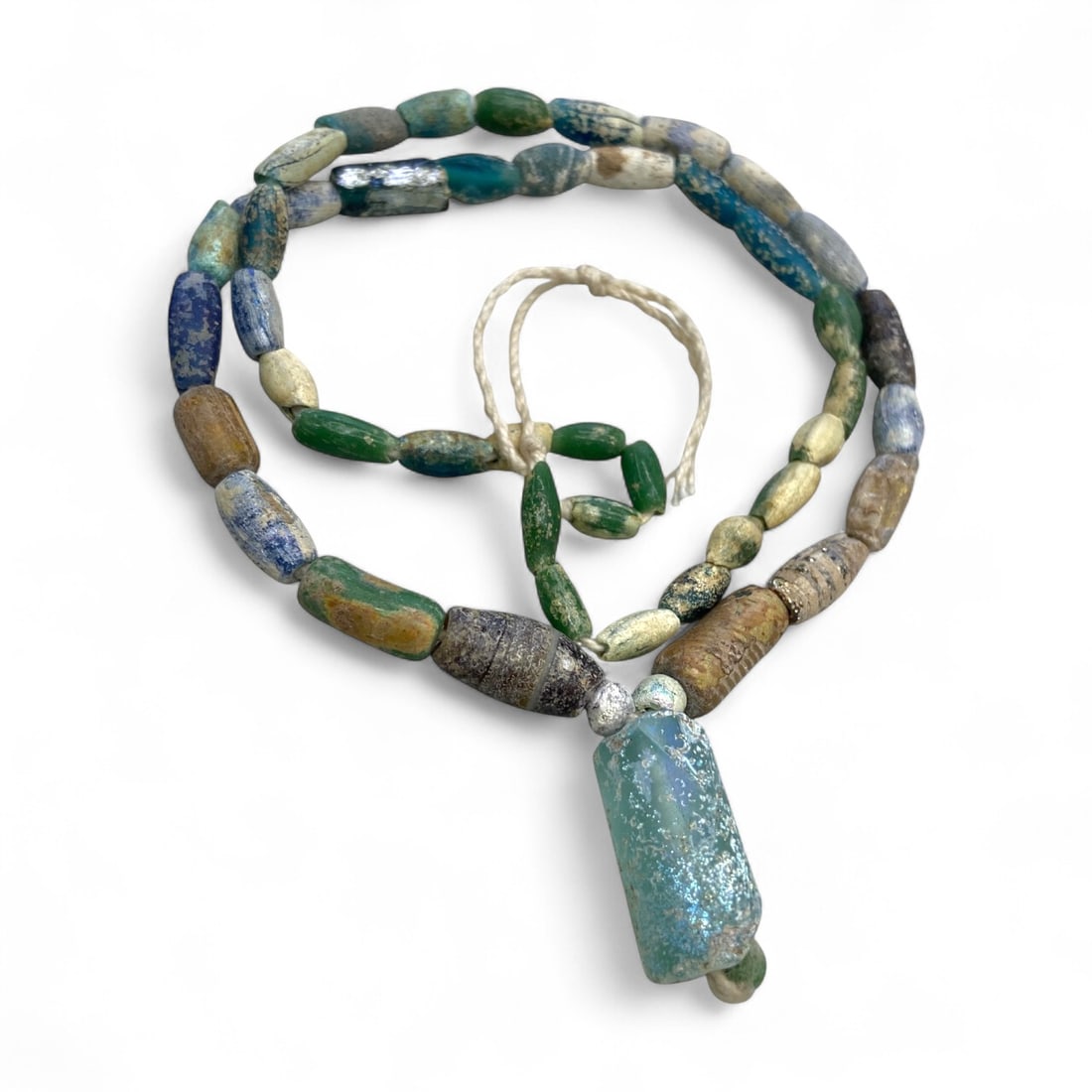 Ancient Egyptian Polychrome Glass Bead Strand with Pendant, c. 1st Millennium BCE, 18g (1 of 3)
