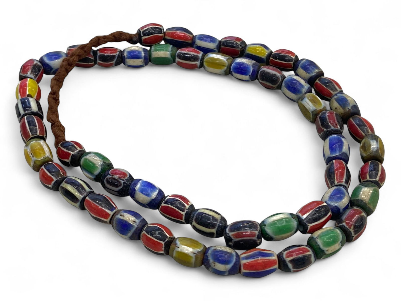 Antique Venetian Chevron Trade Beads Strand of Multicolored Glass Beads, c. 19th Century, 71g (1 of 2)