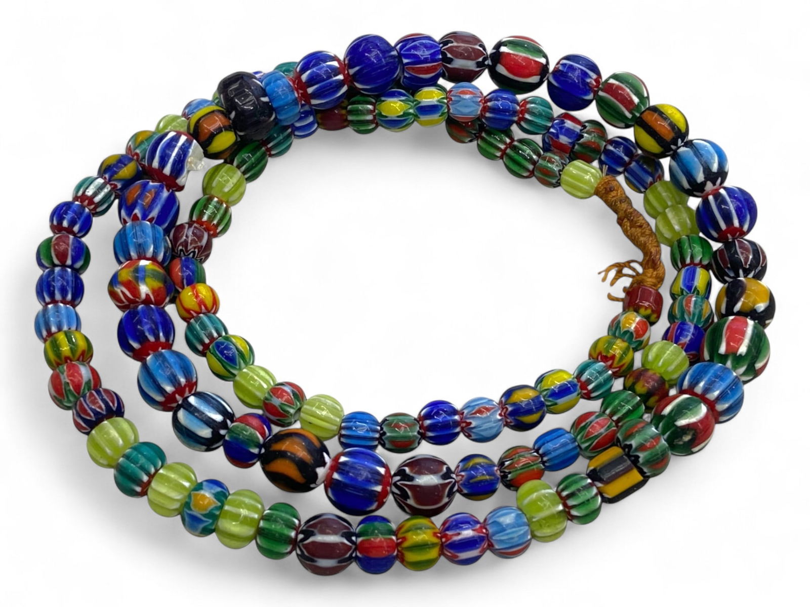 Antique Venetian Chevron Glass Beads Strand of Mixed Rounds, c. 19th-20th Century, 56g (1 of 1)