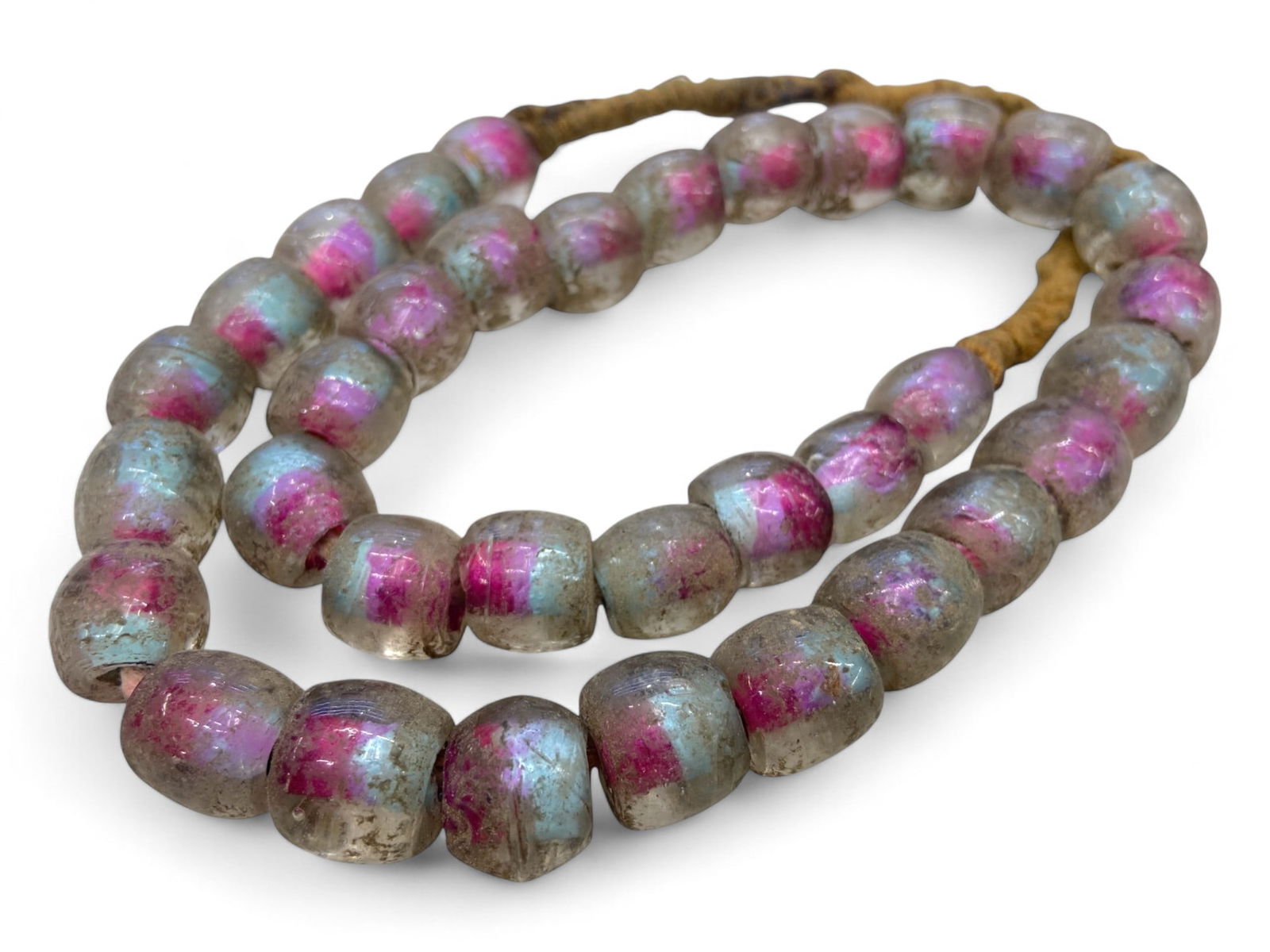 Ancient Medieval Islamic Dichroic Glass Trade Beads Strand, c. 12th-15th Century CE, 151g (1 of 2)