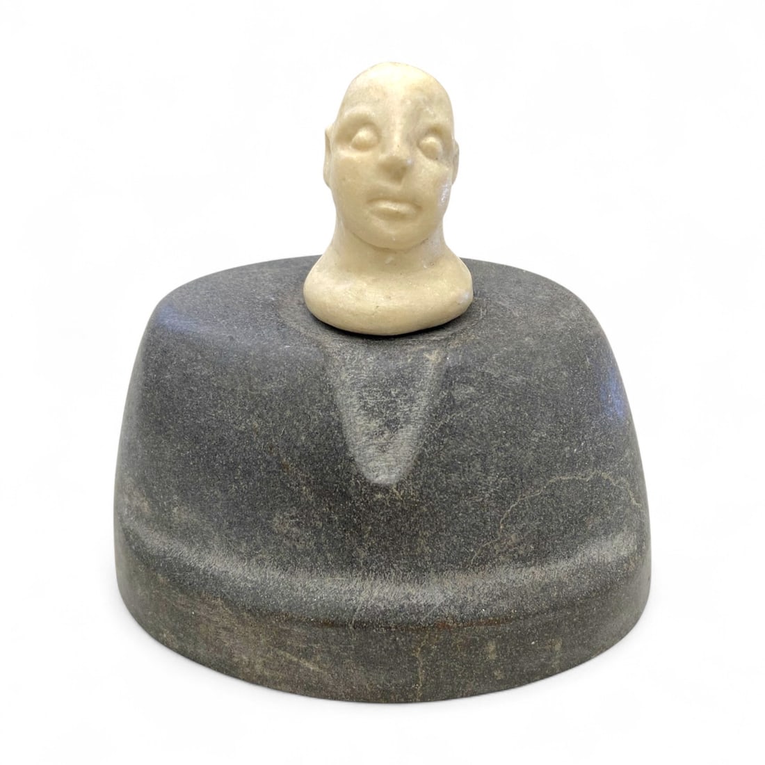 Ancient Bactrian Bicolor Composite Idol with Carved Head and Stone Base, 3rd-2nd Millennium BCE 580g (1 of 4)