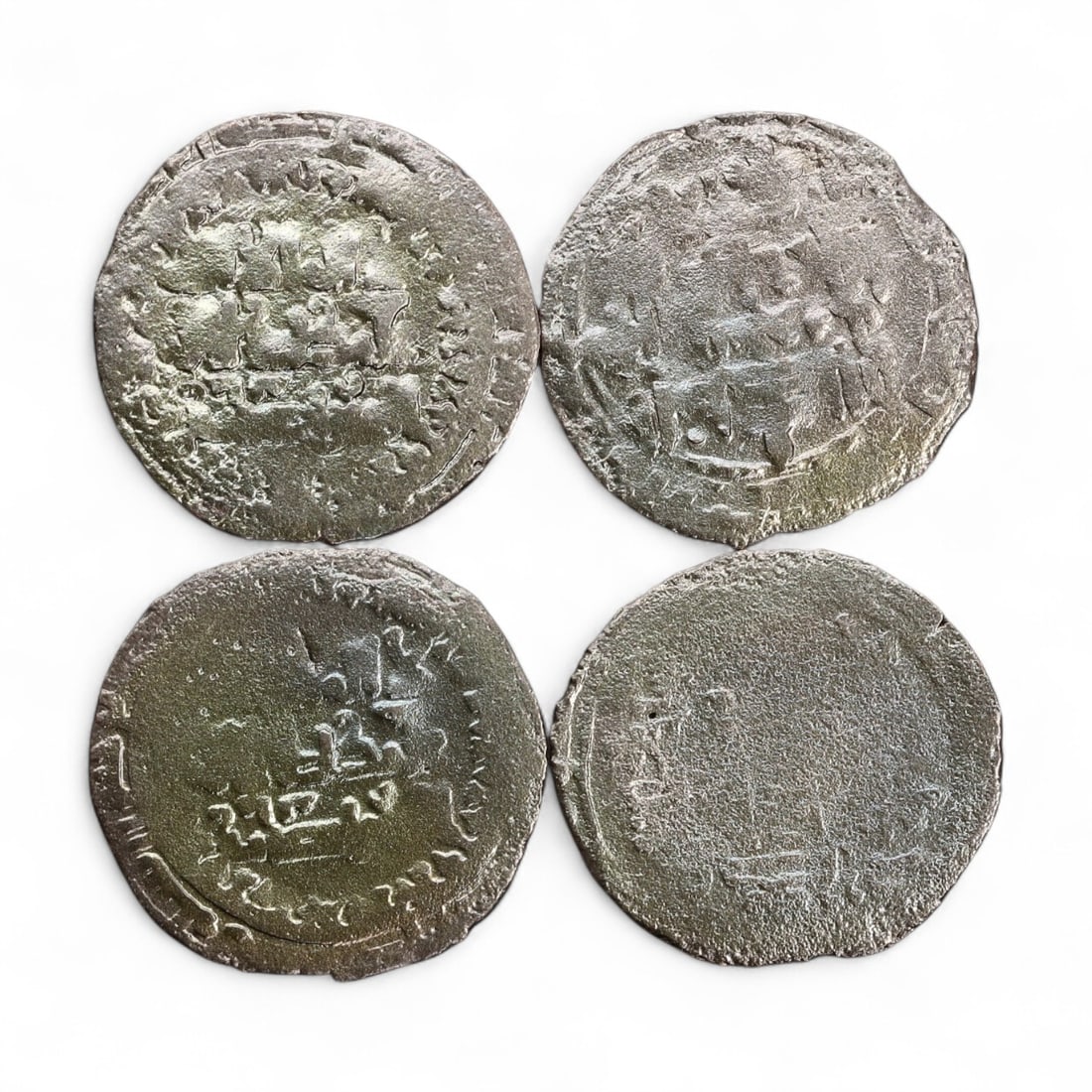 Ancient Medieval Mongol Empire Silver Dirham Coins Collection, c. 13th-14th Century CE, 16g (1 of 2)