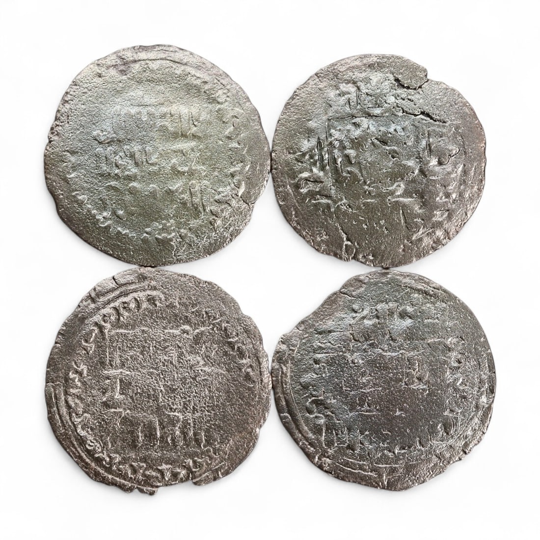 Ancient Medieval Mongol Empire Silver Dirham Coins Collection, c. 13th-14th Century CE, 15g (1 of 2)