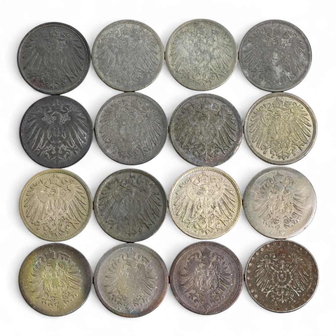 GERMANY: From Empire to Inflation - 10 Pfennig Coin Lot, 1875-1922, 16 Coins, 20mm, 54g (1 of 2)