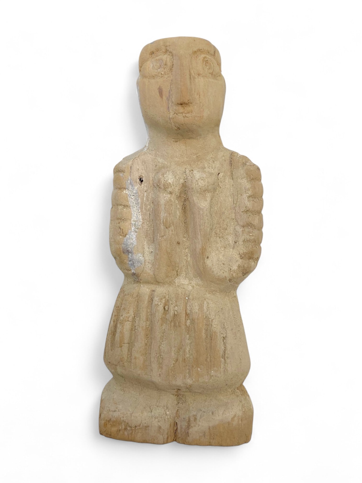 Ancient Medieval Sino-Mongolian Ritual Wooden Idol of Fertility Figure, c. 10th-13th Century CE 150g: This rare wooden idol originates from the expansive steppes between northern China and Mongolia, an area that served as a spiritual and cultural bridge between nomadic and agrarian civilizations durin