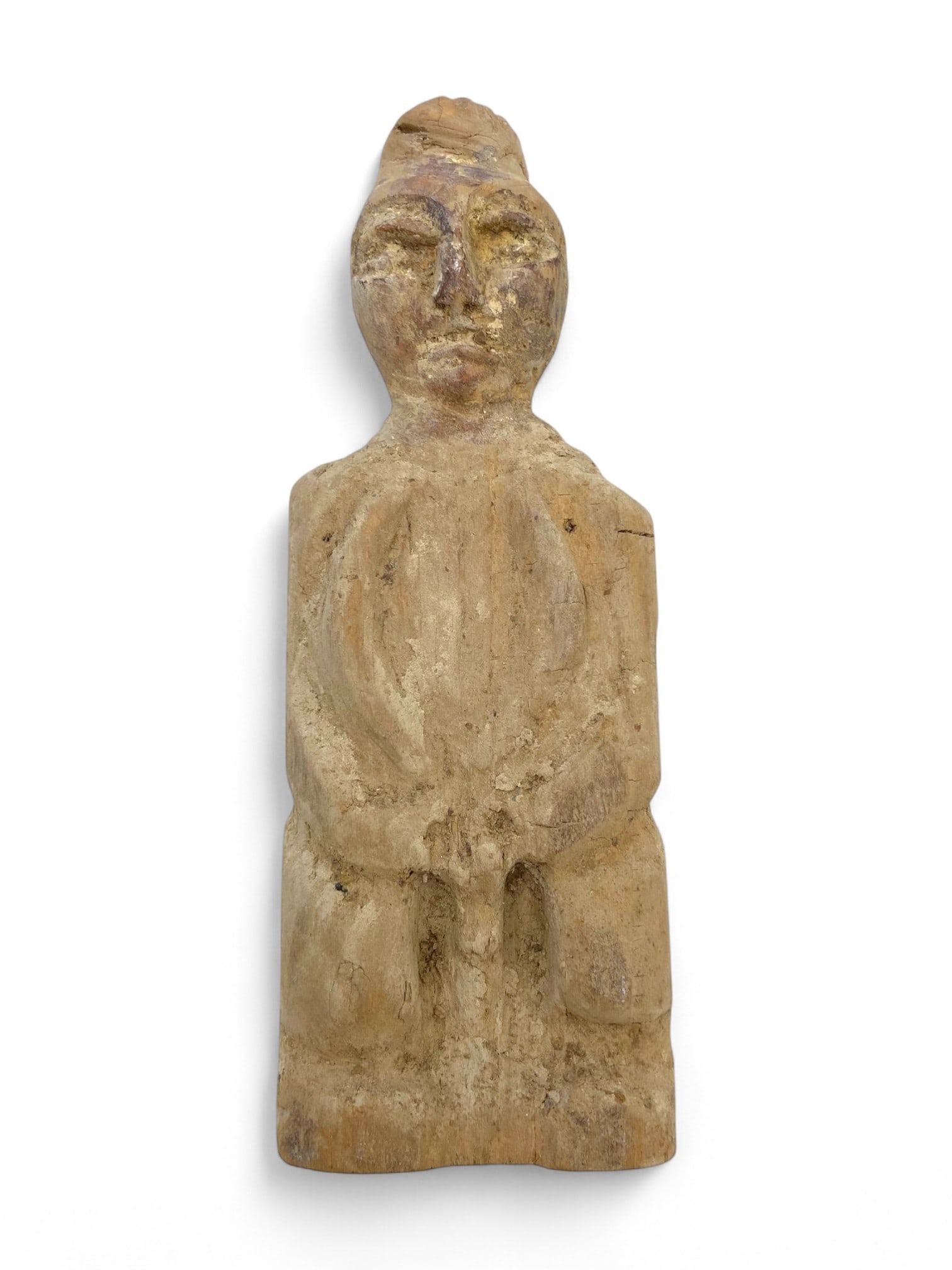 Medieval Sino-Mongolian Wooden Ritual Figure of Devotional Guardian, 10th-13th Century CE 111g (1 of 2)
