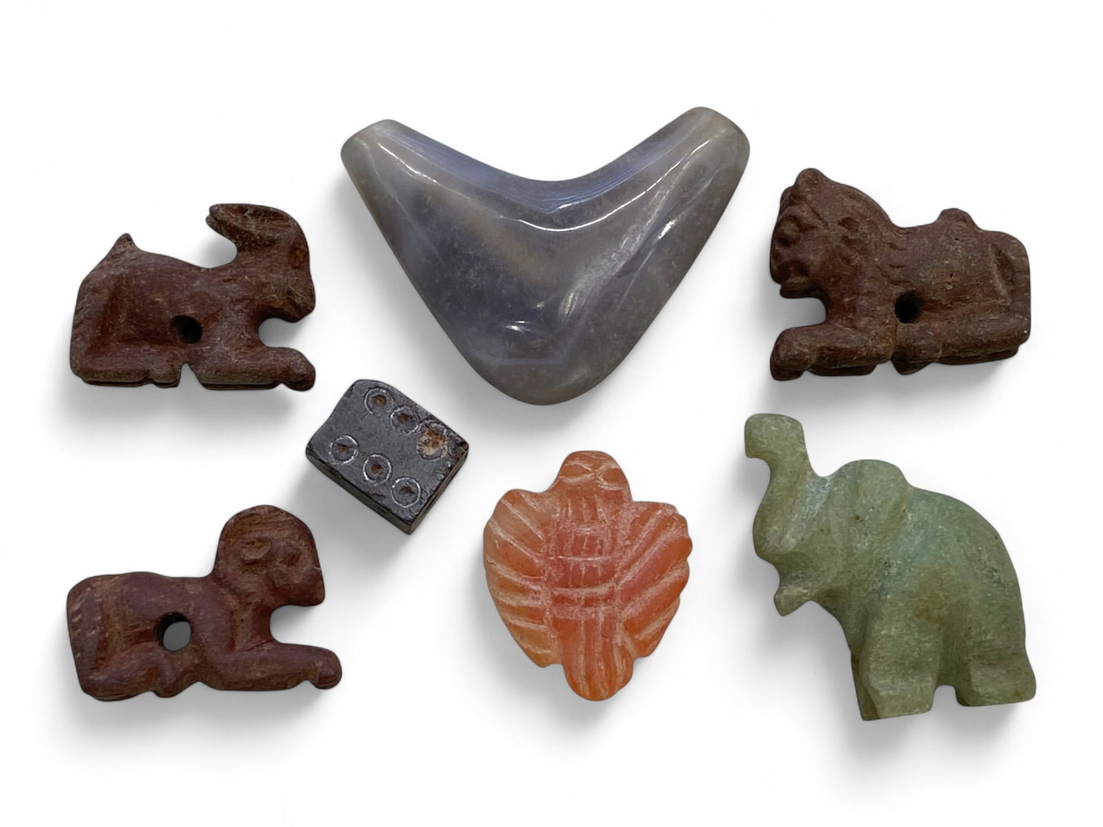Ancient South Asian Animal and Geometric Stone Amulet Collection, 1st Century CE, 41g (1 of 1)