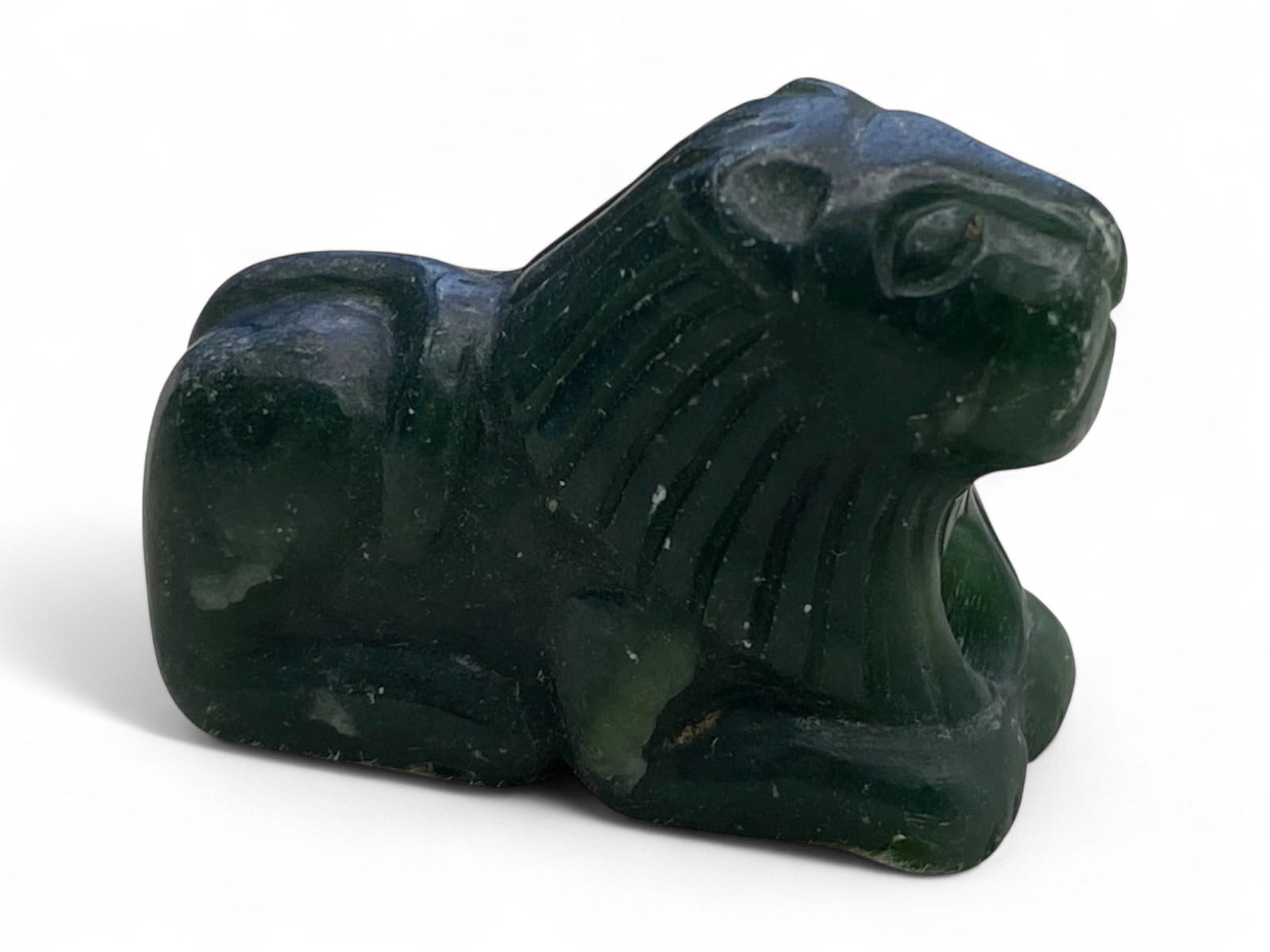 Ancient Medieval Islamic or Central Asian Feline Amulet in Serpentine, c. 10th-14th Century CE, 16g (1 of 2)