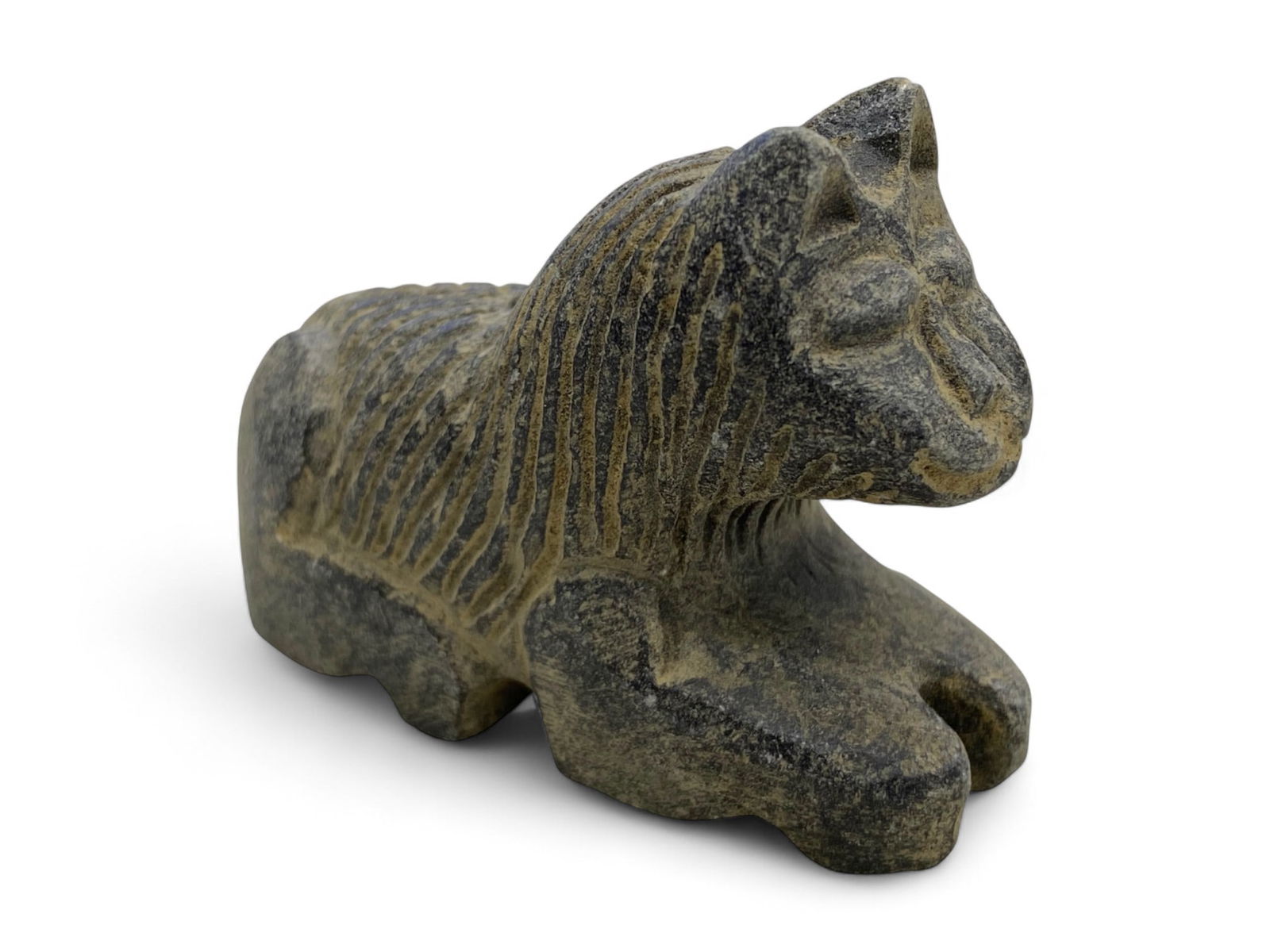 Ancient Egyptian Reclining Feline Steatite Amulet, Second Intermediate Period, c. 1800-1550 BCE, 91g (1 of 3)