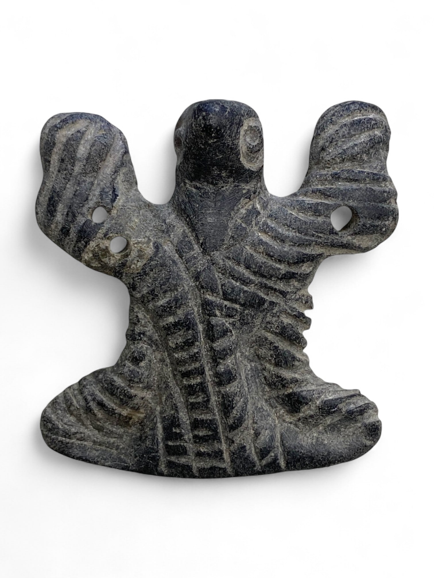 Ancient Egyptian Vulture-Winged Deity Steatite Amulet, New Kingdom, c. 2000-1200 BCE, 27g (1 of 2)