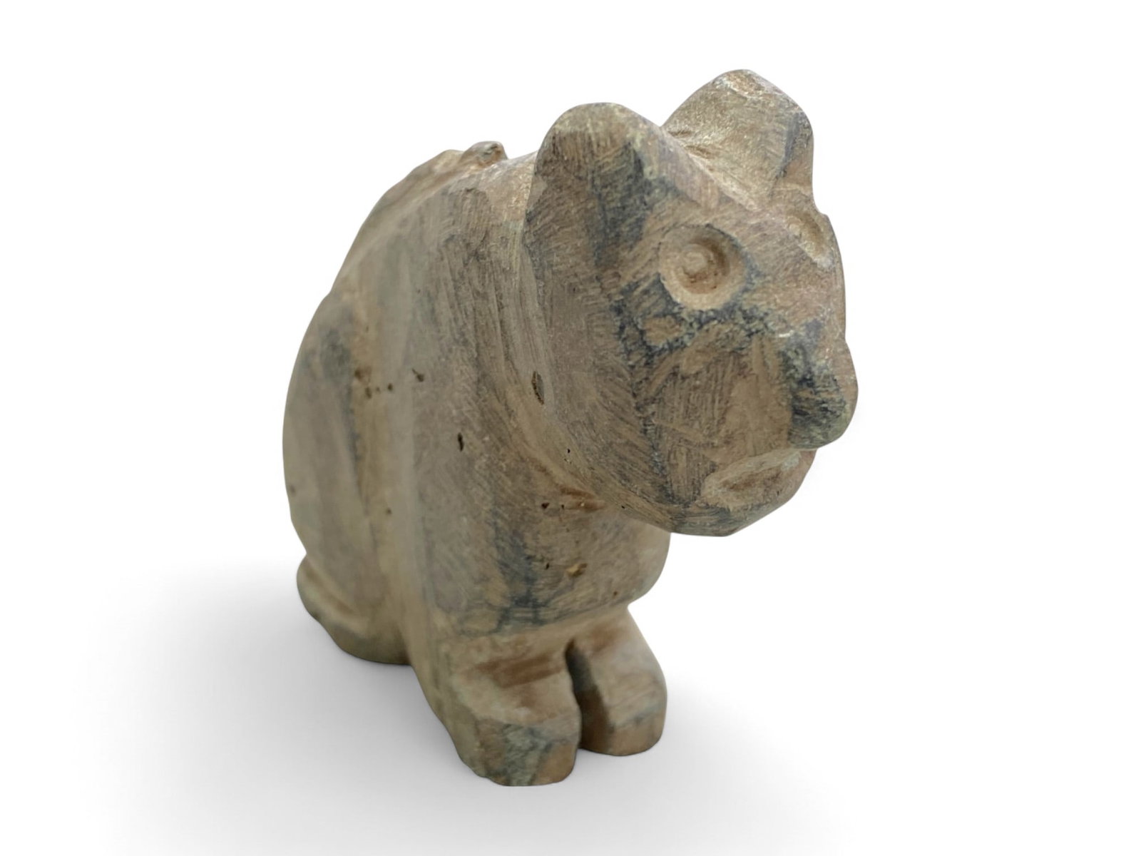 Ancient Gandharan Lion Cub Effigy in Schist, c. 1st-3rd Century CE, 71g: This rare and endearing effigy of a lion cub, carved from smooth grey schist, is attributed to the Gandharan region during the Kushan period, around the 1st to 3rd century CE. Gandhara, a crossroads o