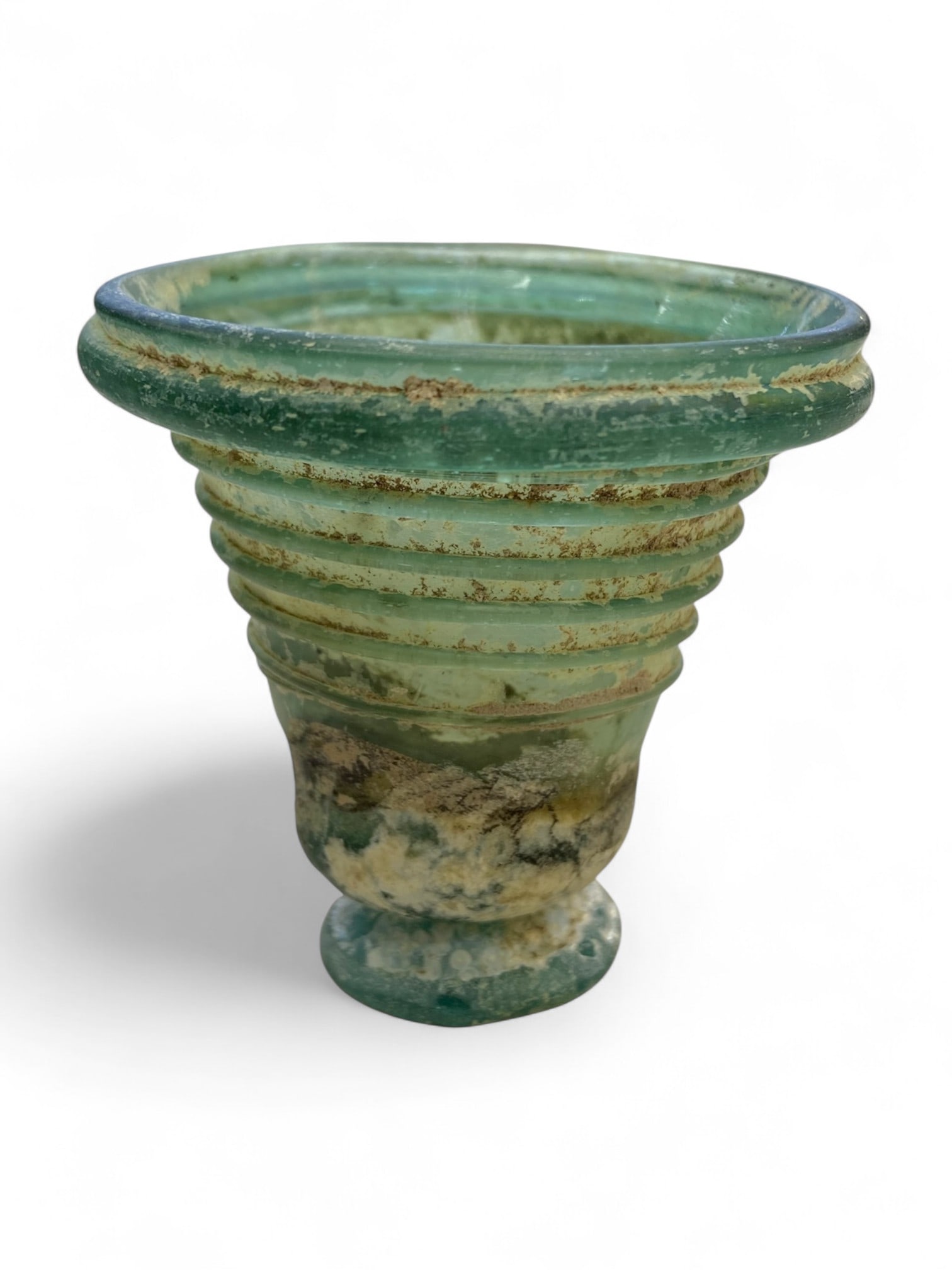 Ancient Roman Ribbed Footed Glass Beaker, c. 1st-3rd Century CE, 54g (1 of 3)