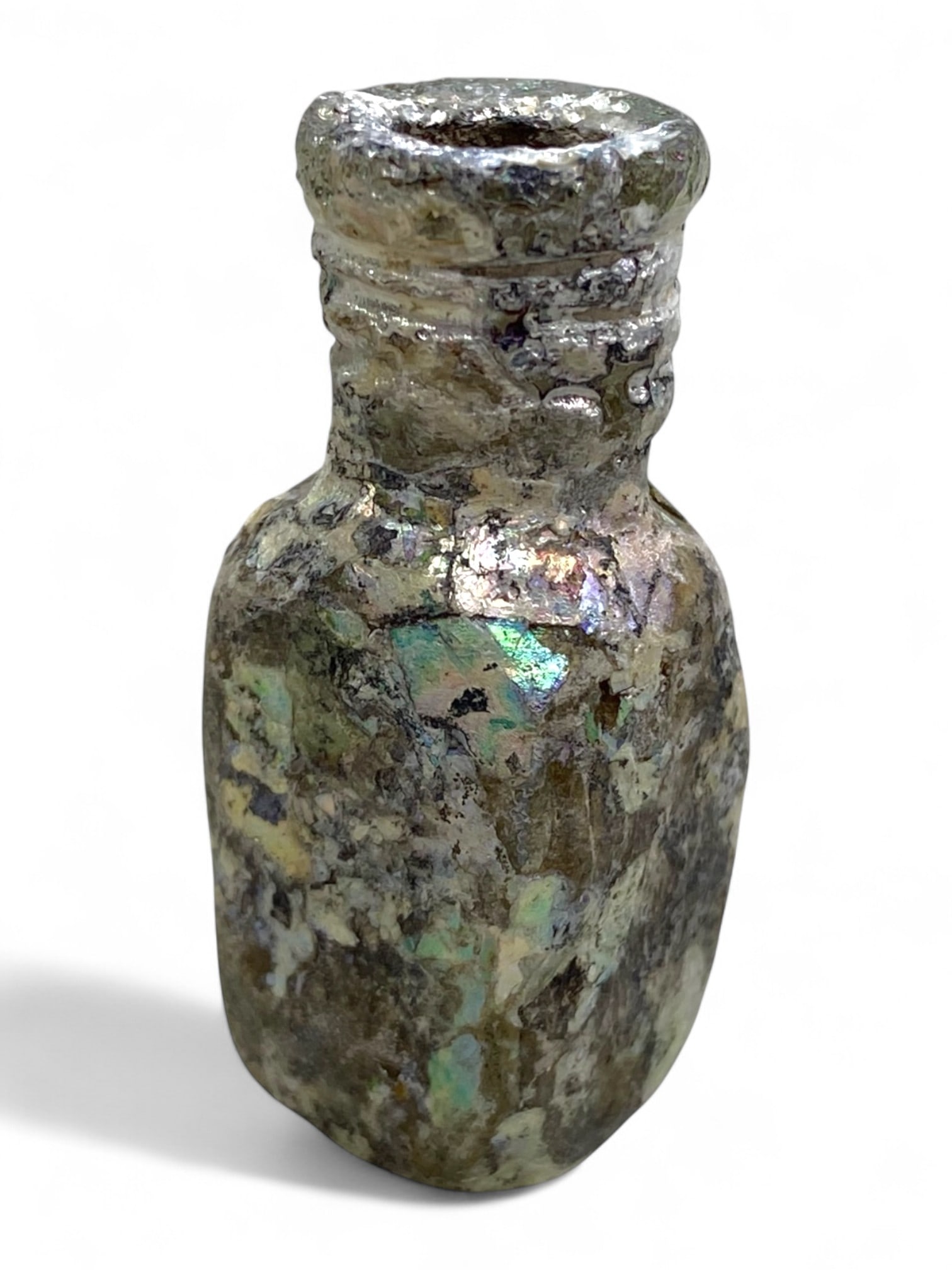 Ancient Roman Molded Glass Cosmetic Flask, c. 1st-3rd Century CE, 19g (1 of 3)