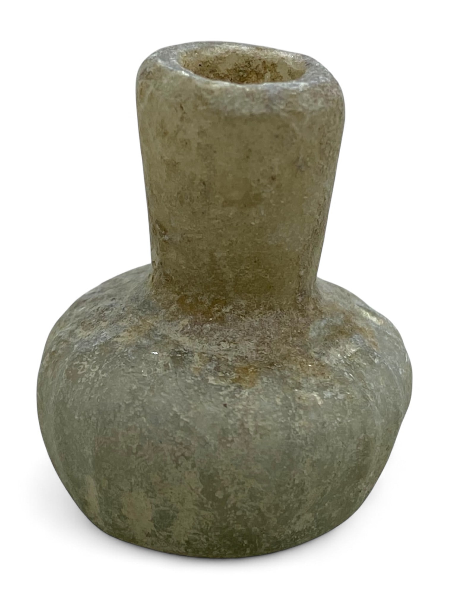 Ancient Roman Pale Glass Squat Unguentarium Bottle, c. 1st-3rd Century CE, 17g (1 of 3)