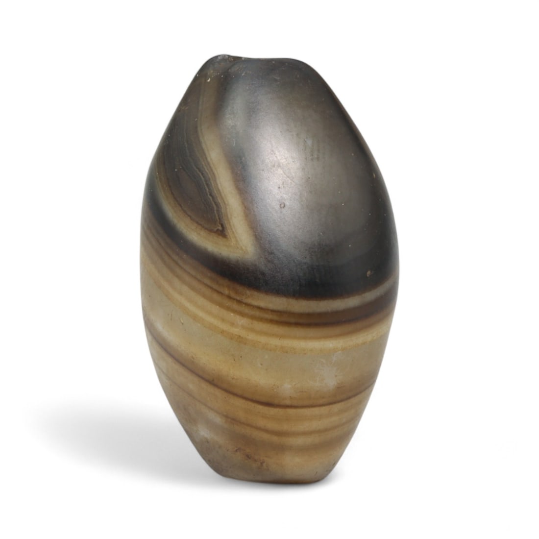 Ancient Medieval Seljuk Banded Agate Spiritual Pendant Bead, c. 11th-14th Century CE, 2.5cm, 9.3g (1 of 3)