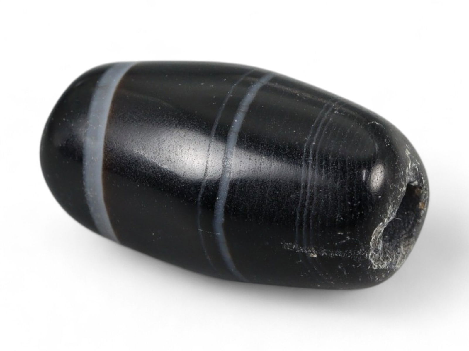 Ancient Medieval Himalayan Silk Road Eye Banding Agate Bead, c. 9th-13th Century CE, 1.9cm, 1.43g (1 of 3)