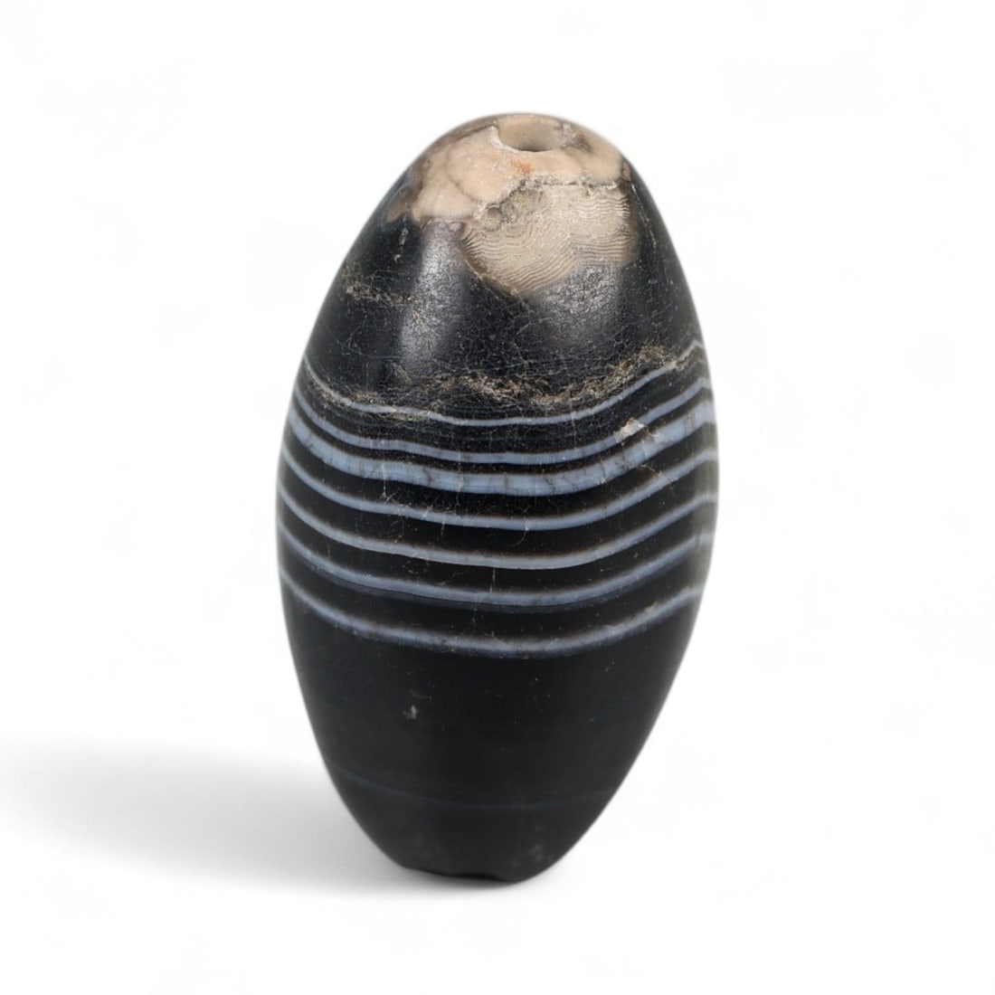 Ancient Medieval Himalayan Silk Road Eye Banding Agate Bead, c. 9th-13th Century CE, 1.8cm, 2.06g (1 of 3)