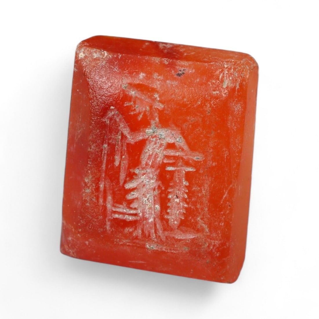 Ancient Parthian Carnelian Intaglio with Standing Deity, 1st Century BCE-2nd Century CE, 2.8g (1 of 2)
