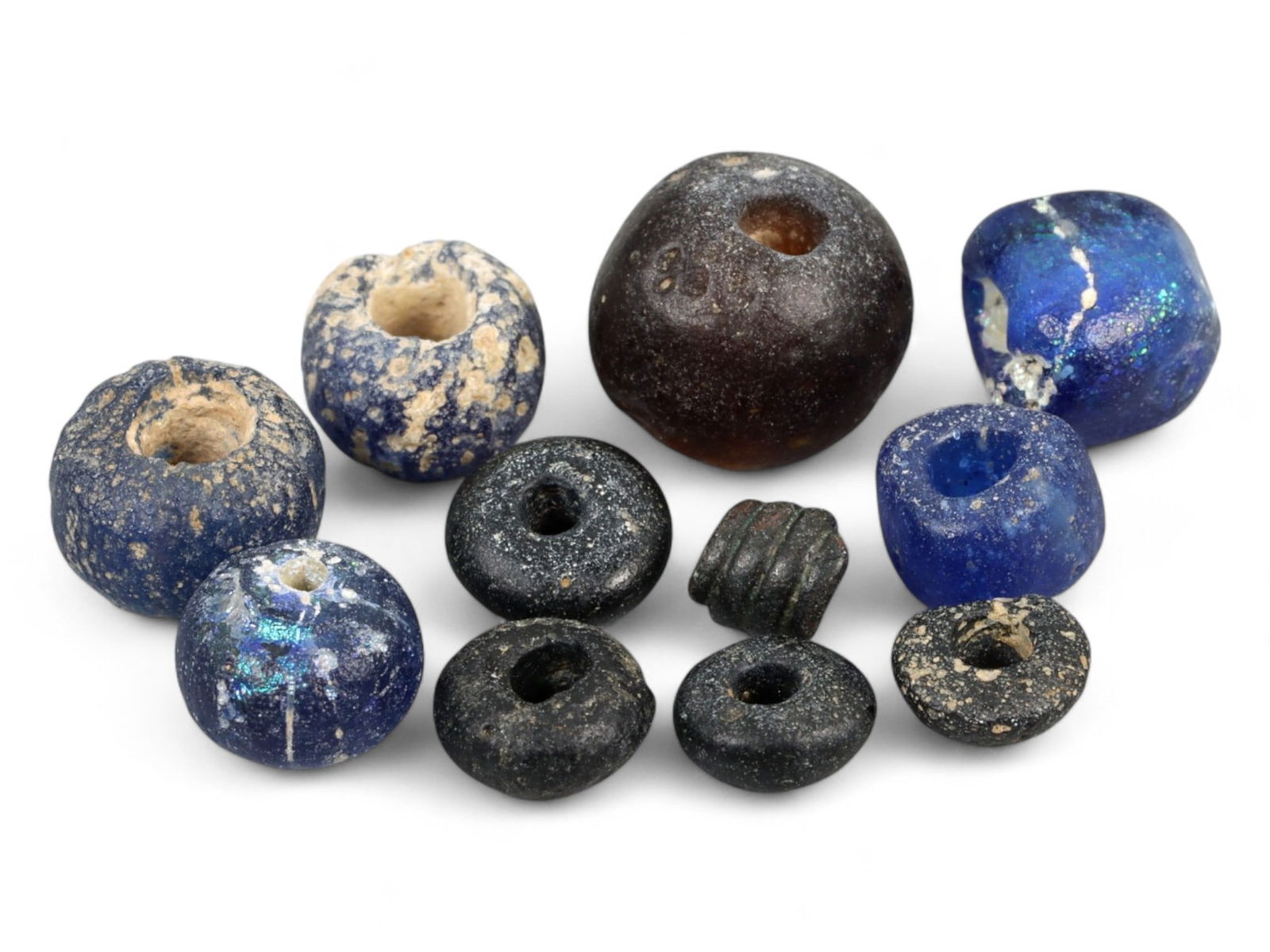 Ancient Roman Blue and Black Glass Bead Collection, c. 1st-3rd Century CE, 2.9g (11pcs) (1 of 1)