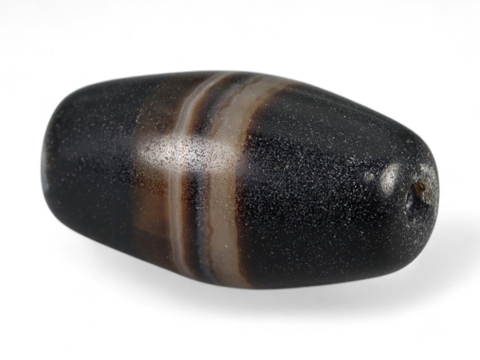 Ancient Medieval Himalayan Silk Road Eye Banding Agate Bead, c. 9th-13th Century CE, 1.7cm, 1.90g (1 of 3)