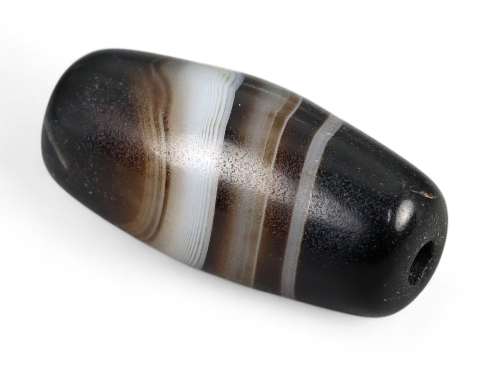 Ancient Medieval Himalayan Silk Road Eye Banding Agate Bead, c. 9th-13th Century CE, 1.8cm, 2.14g (1 of 3)